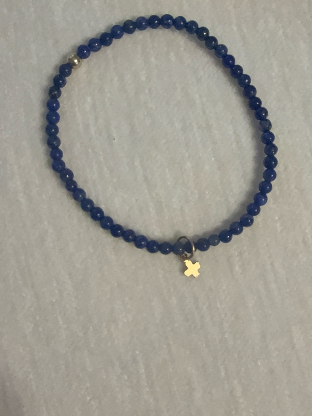 enewton Hope Classic in Lapis Blue Beaded Bracelet with Small Gold Cross Charm